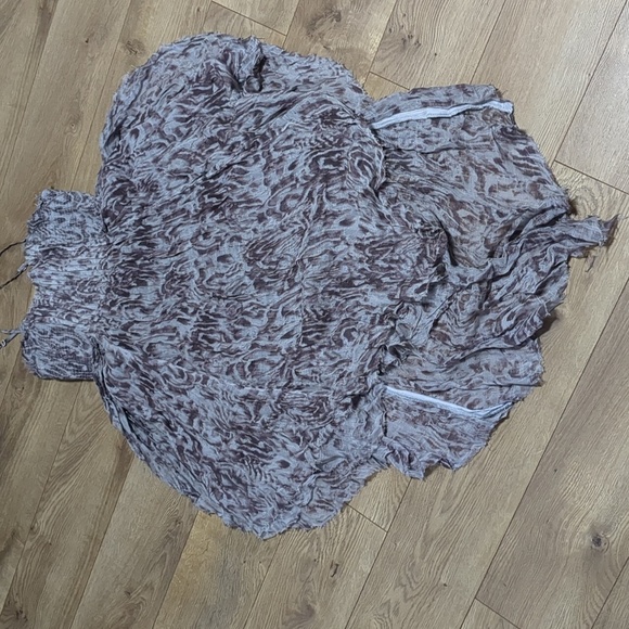 Free People Gauzy Tie Dye Grey Purple Dress Waterfall Mermaid Boho Hippie size S - Picture 7 of 9